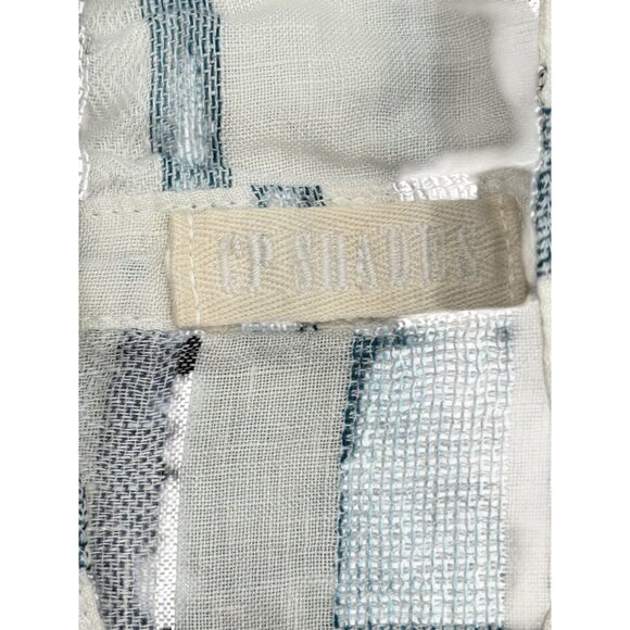 CP Shades Striped Linen Long Sleeve Tunic Top White Blue Womens Size XS - Picture 4 of 8